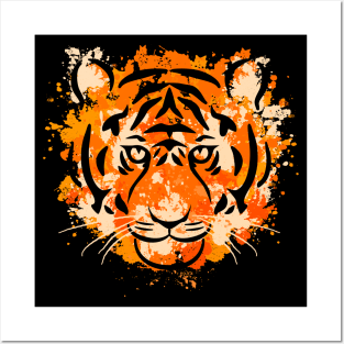 Tiger Paint Splatter Posters and Art